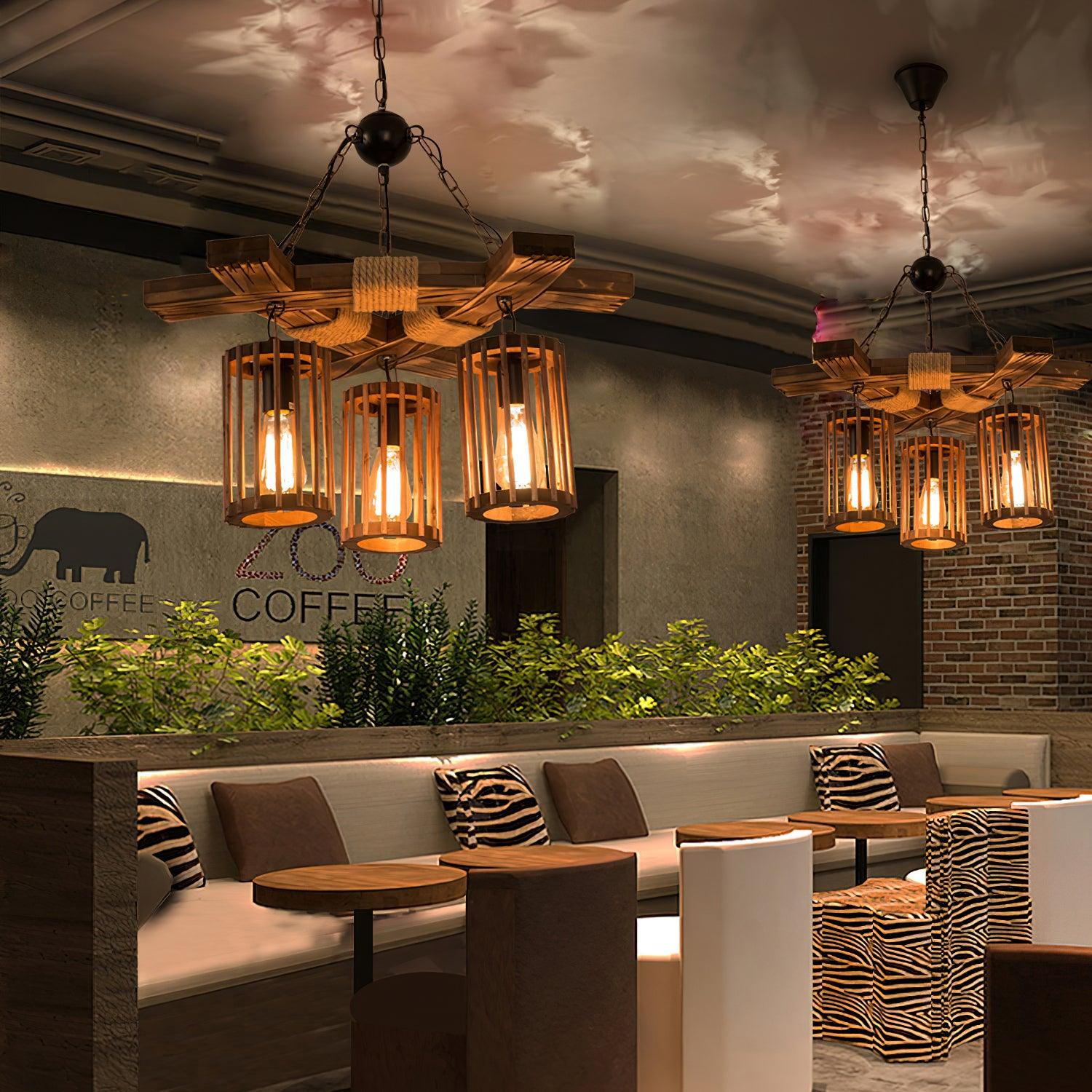 Lustra Kronleuchter Retro Massivholz Industrie-Letslighting