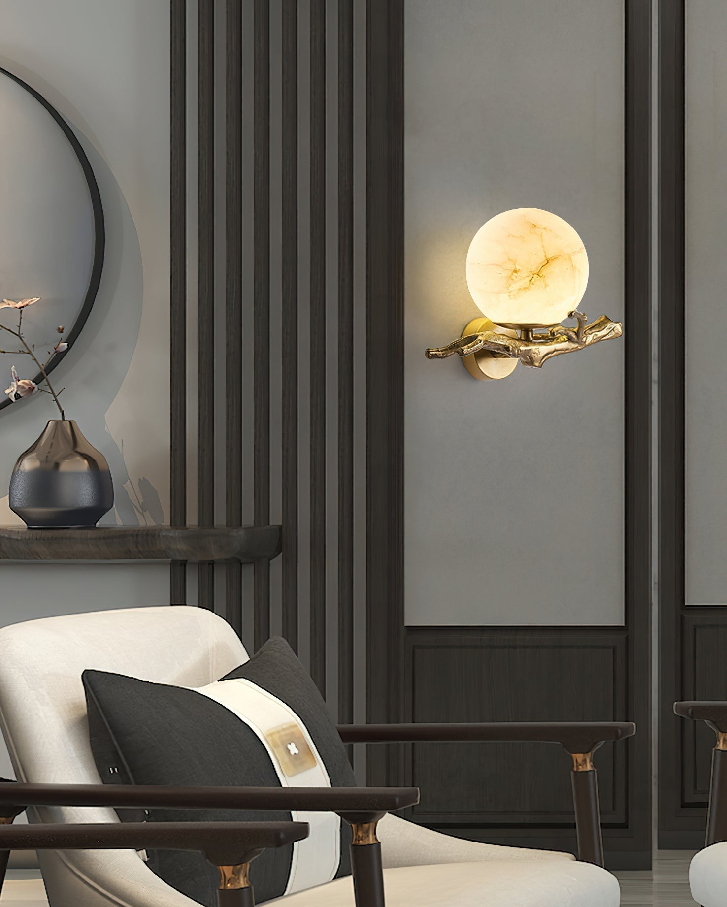 Ormirara Modern Minimalist Retro Twigs Alabaster Wall Lamp - Letslighting