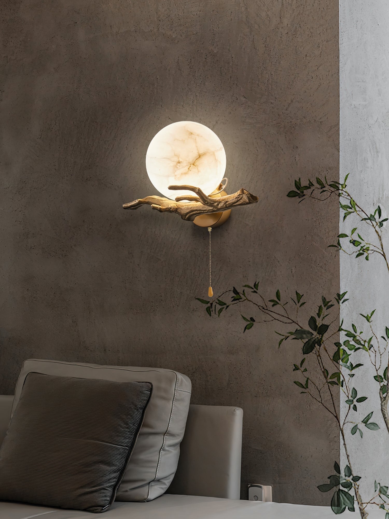 Ormirara Modern Minimalist Retro Twigs Alabaster Wall Lamp - Letslighting