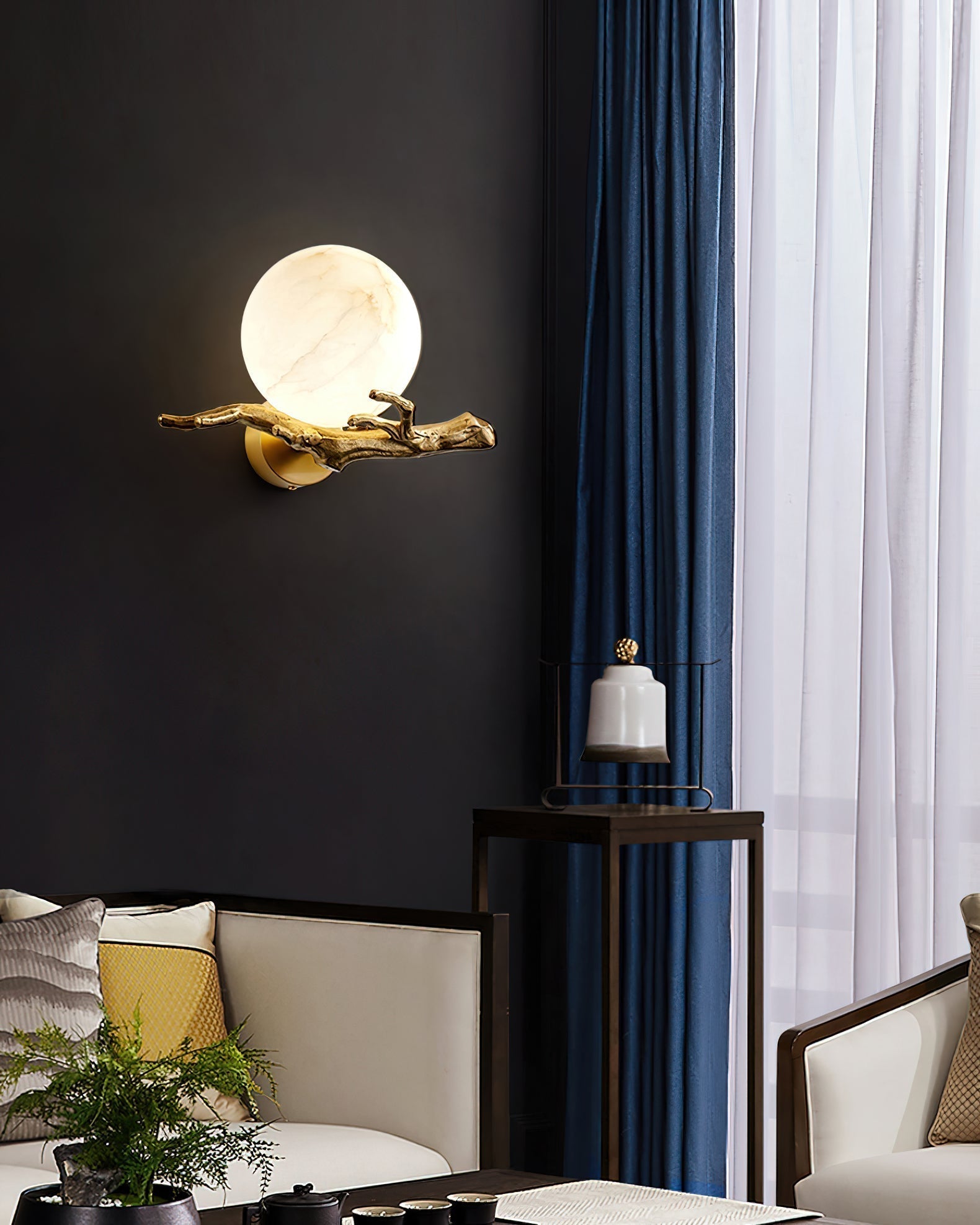 Ormirara Modern Minimalist Retro Twigs Alabaster Wall Lamp - Letslighting