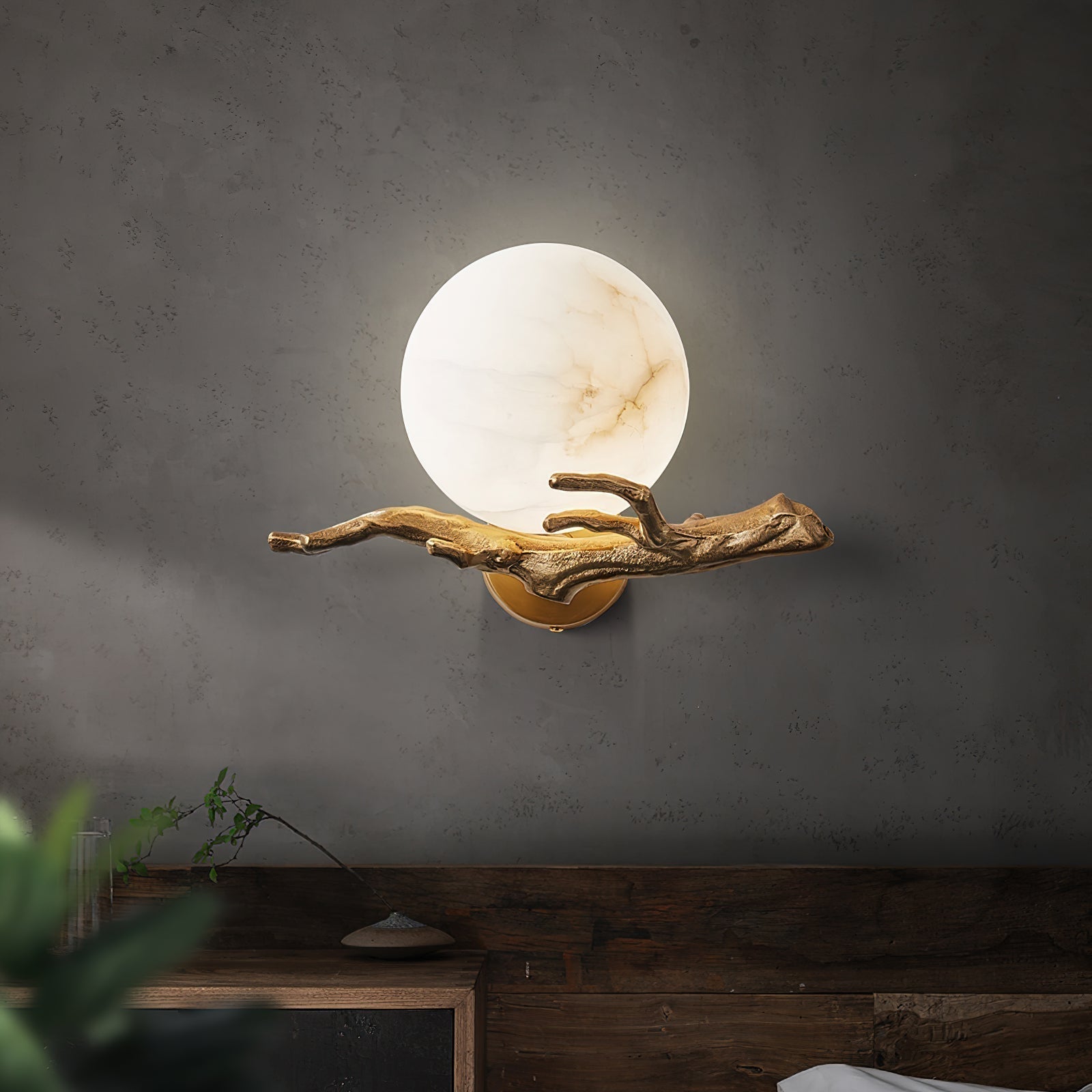 Ormirara Modern Minimalist Retro Twigs Alabaster Wall Lamp - Letslighting