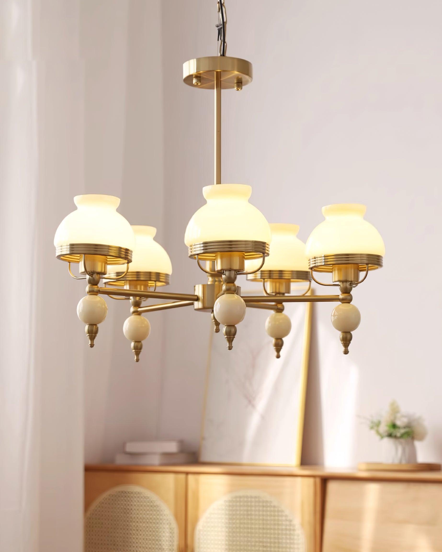 Chandelier Glass and Metal Fixture for Dining or Living Room Vintage - Letslighting