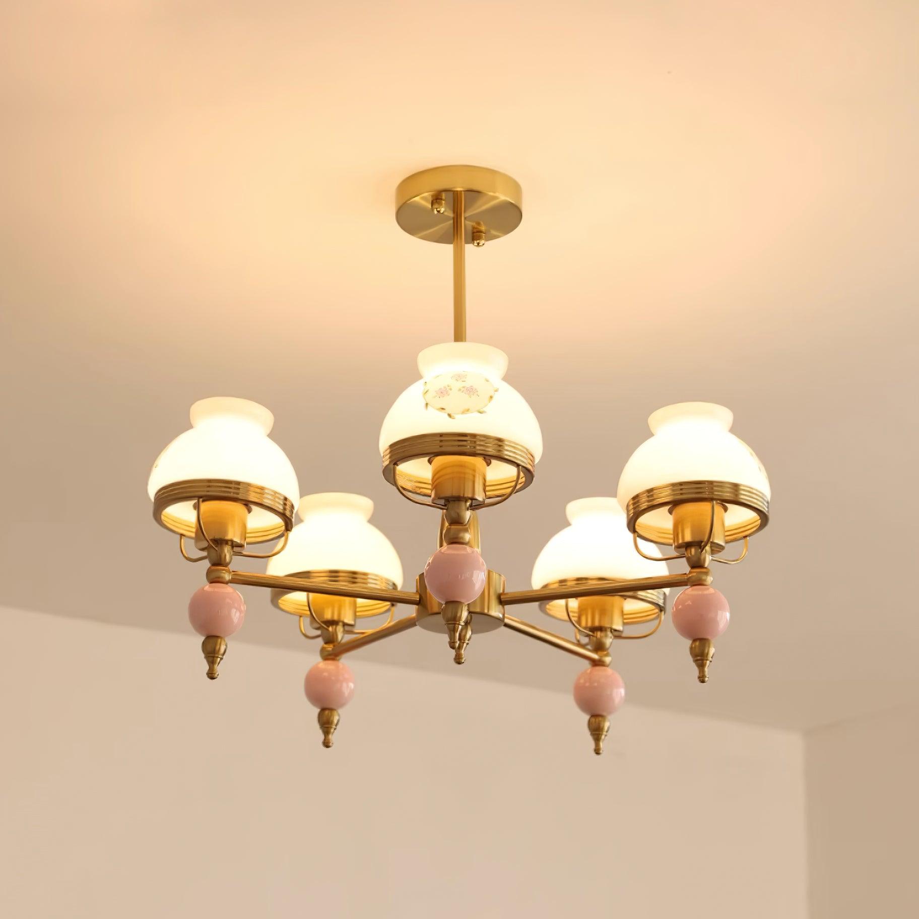 Chandelier Glass and Metal Fixture for Dining or Living Room Vintage - Letslighting