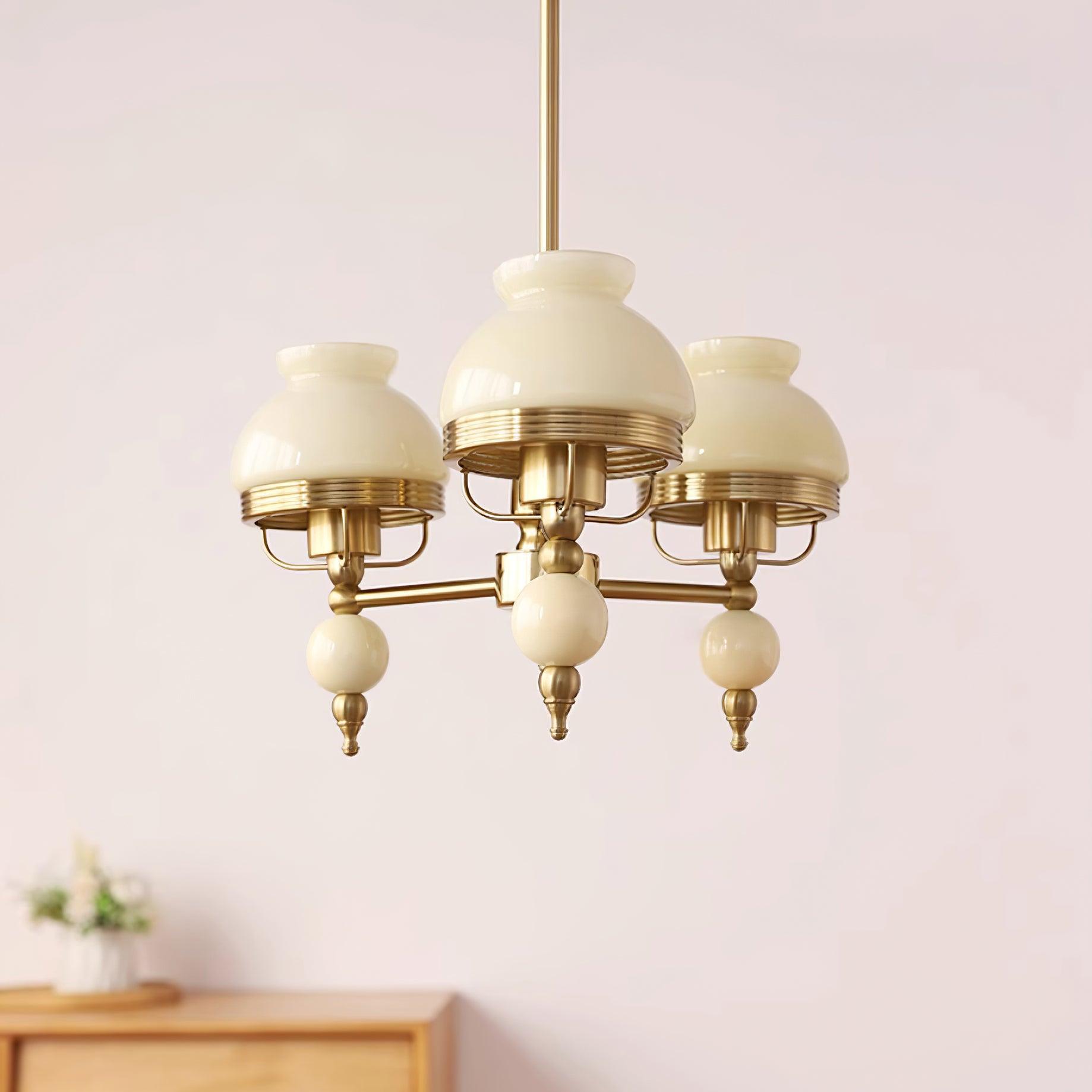 Chandelier Glass and Metal Fixture for Dining or Living Room Vintage - Letslighting