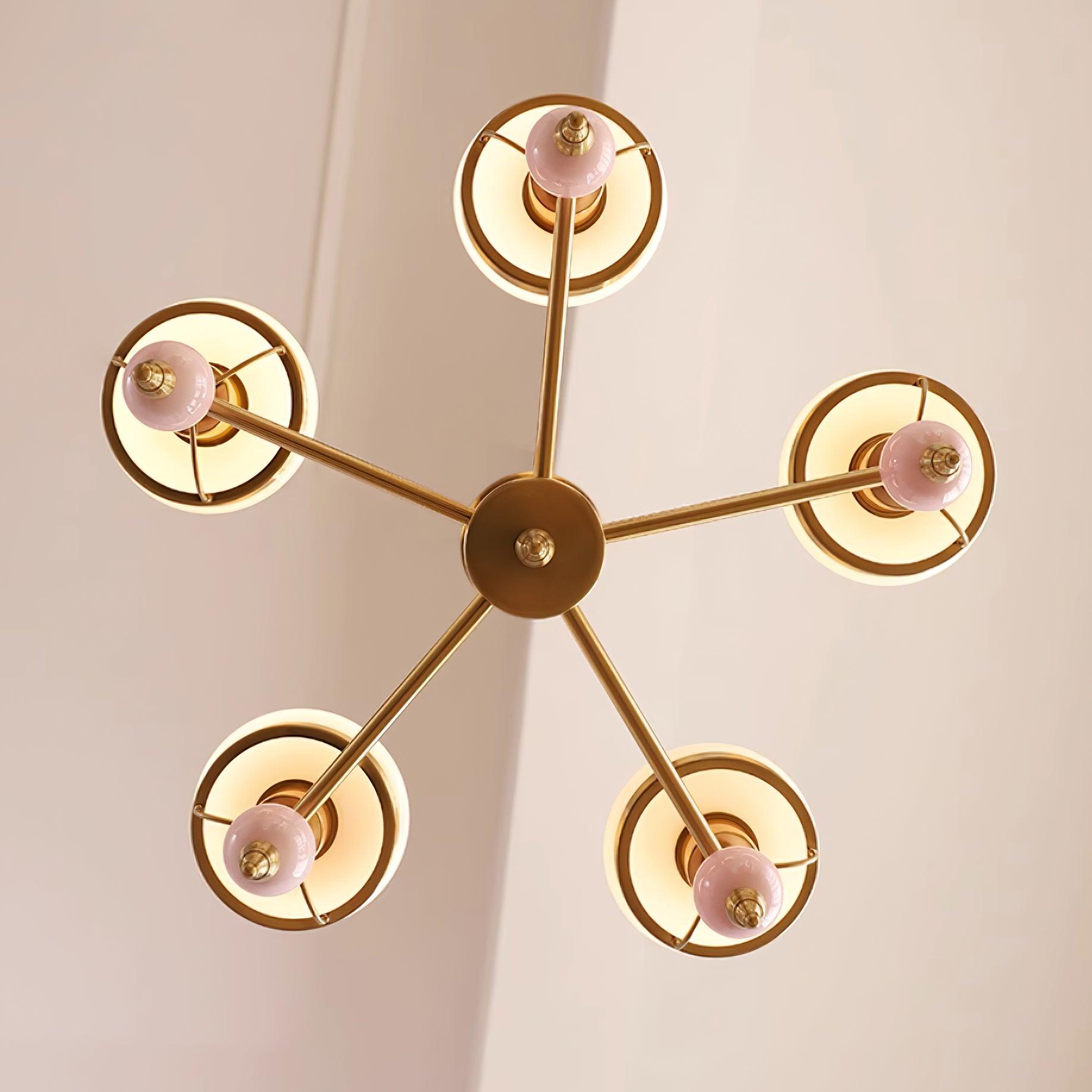 Chandelier Glass and Metal Fixture for Dining or Living Room Vintage - Letslighting