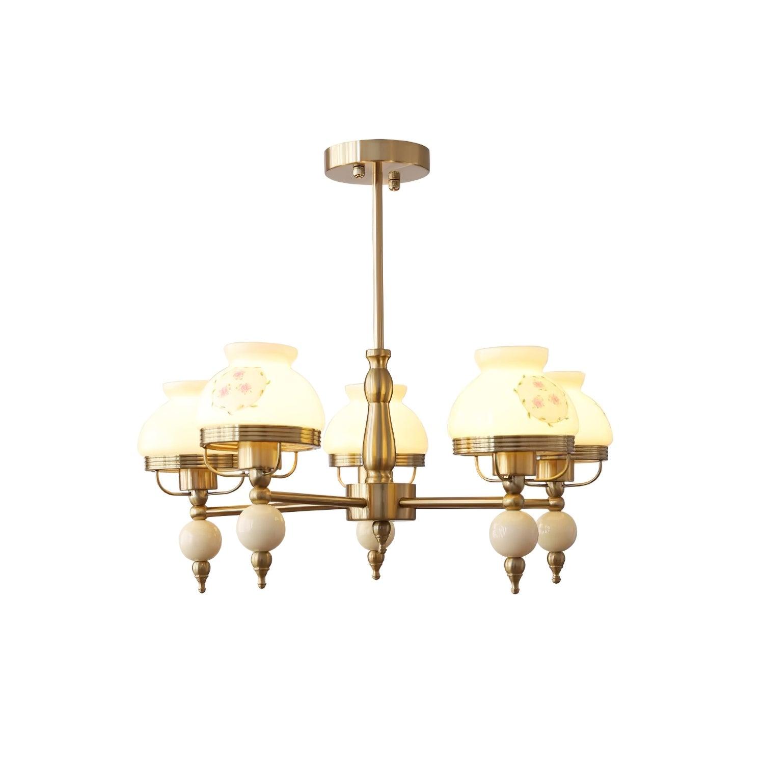 Chandelier Glass and Metal Fixture for Dining or Living Room Vintage - Letslighting