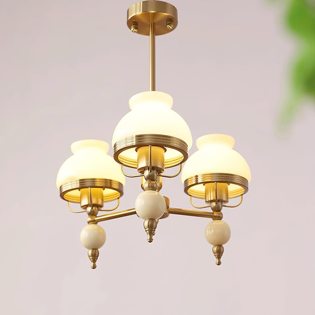 Chandelier Glass and Metal Fixture for Dining or Living Room Vintage - Letslighting