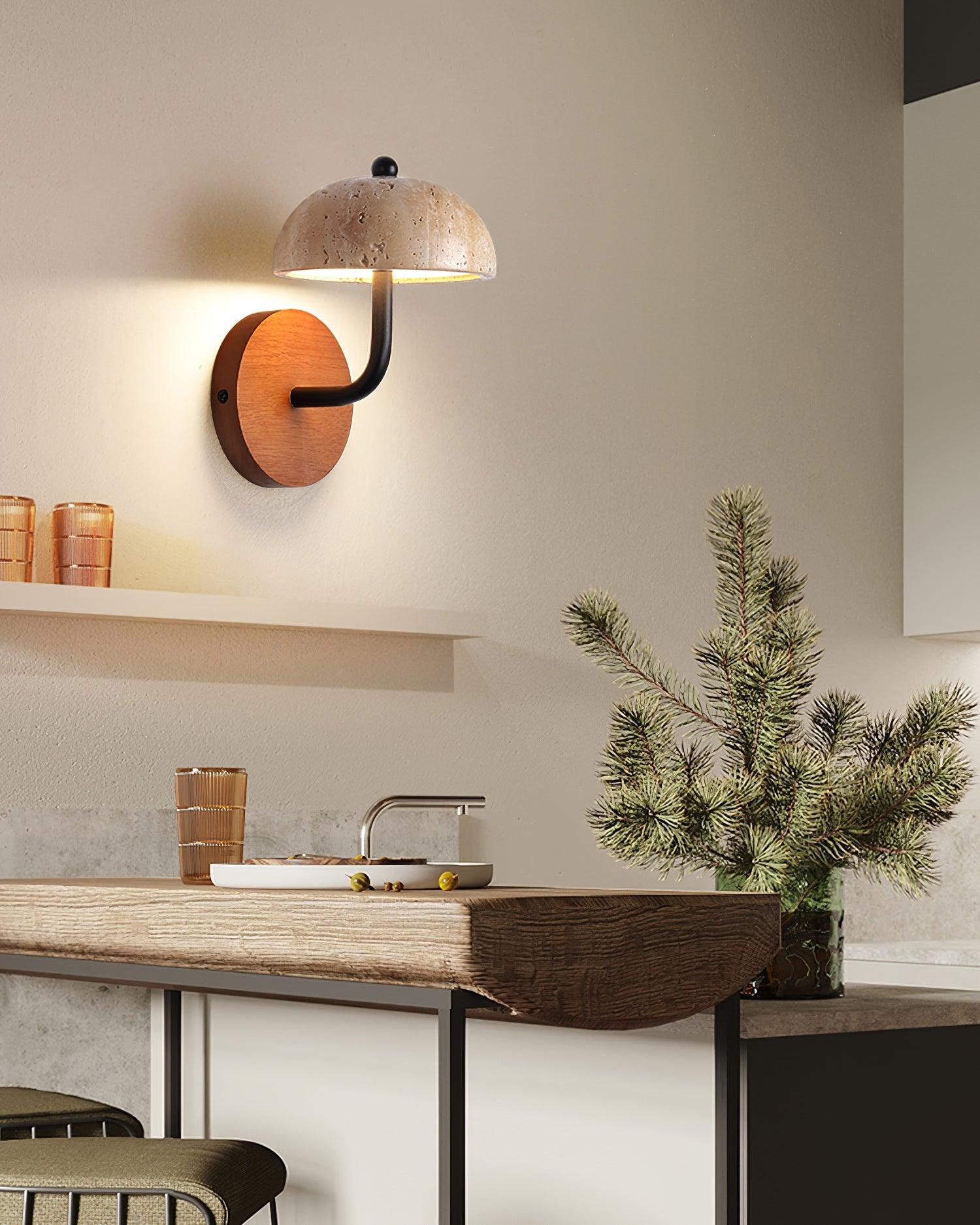 Solaro Wall Light Travertine Half-dome Shade - Letslighting