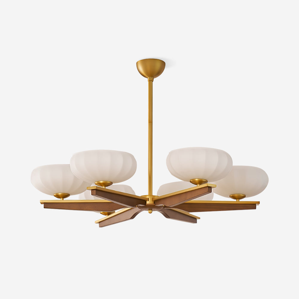Riley Moderner Kronleuchter aus Holz und Glas-Letslighting