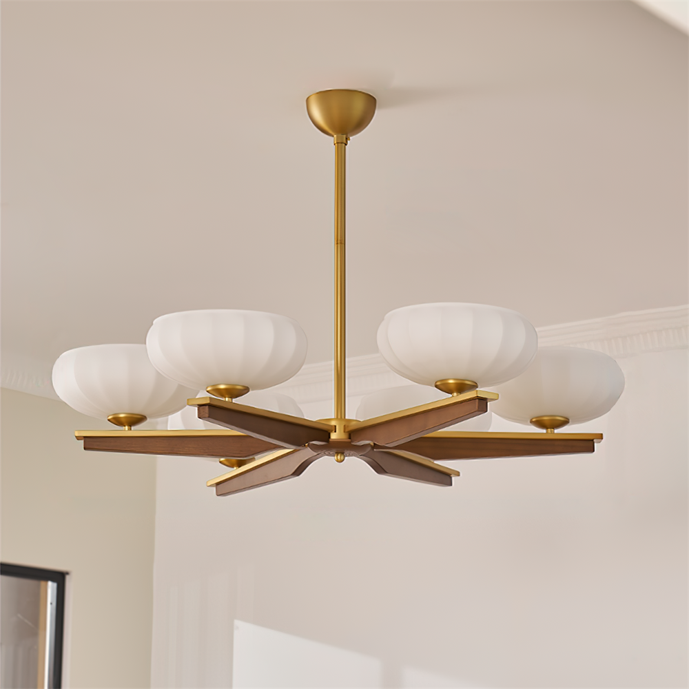 Riley Moderner Kronleuchter aus Holz und Glas-Letslighting