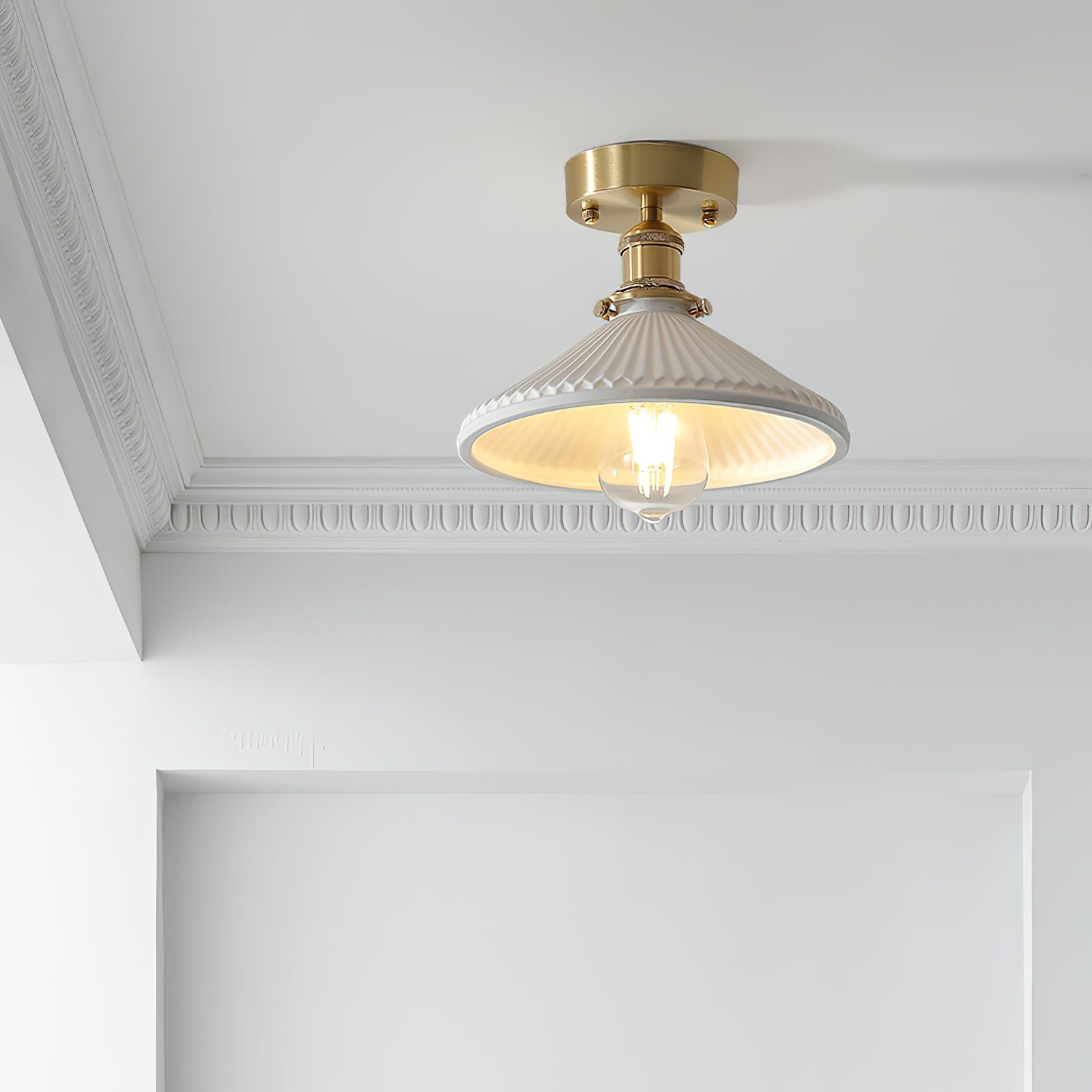 Belmont Vintage Messing & Keramik Deckenleuchte-Letslighting