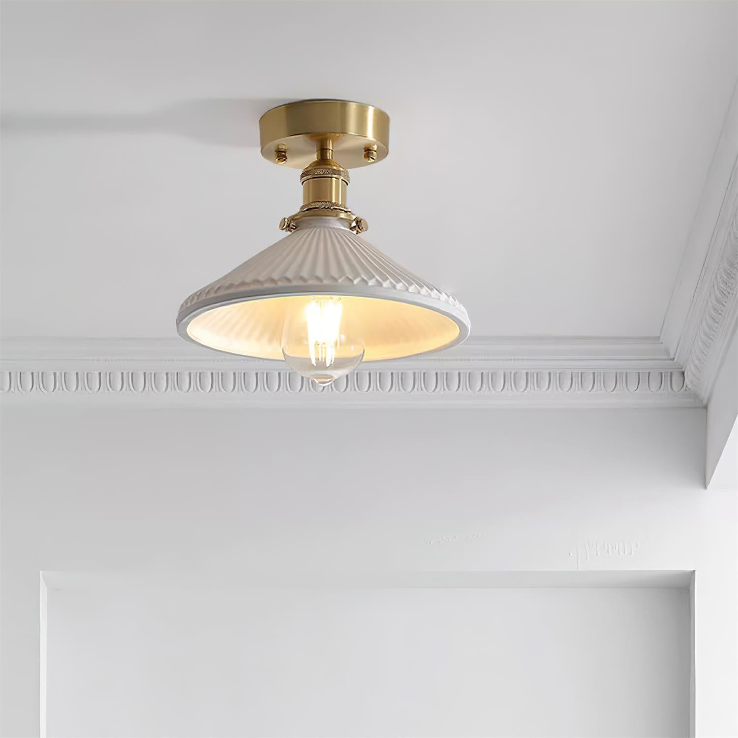 Belmont Vintage Messing & Keramik Deckenleuchte-Letslighting