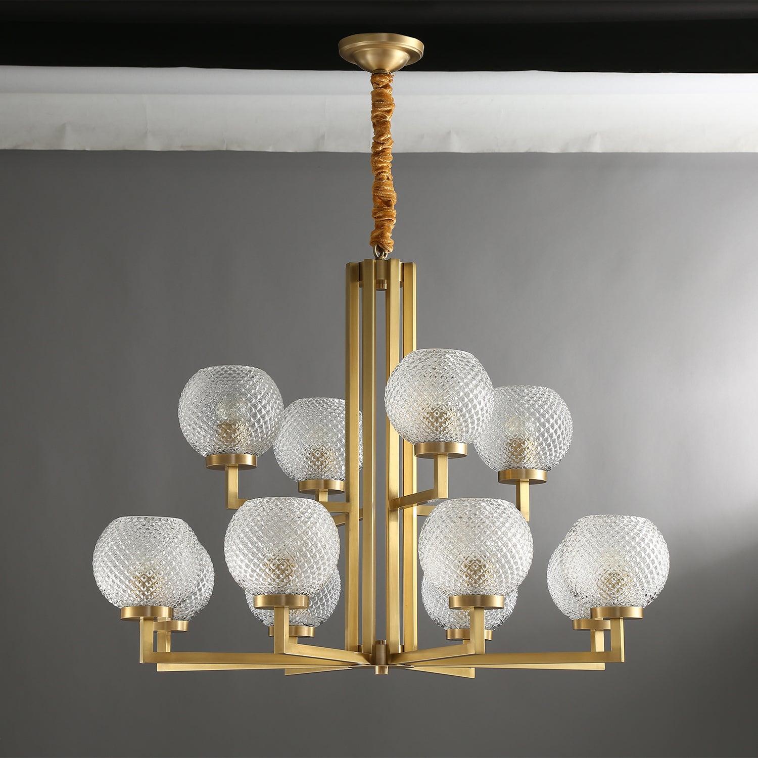 Vera Gerippter Glas-Messing-Kronleuchter-Letslighting