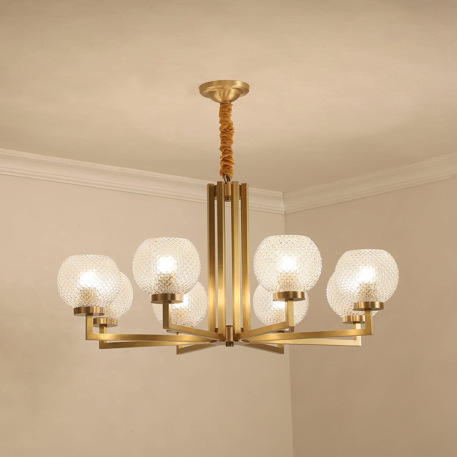 Vera Gerippter Glas-Messing-Kronleuchter-Letslighting