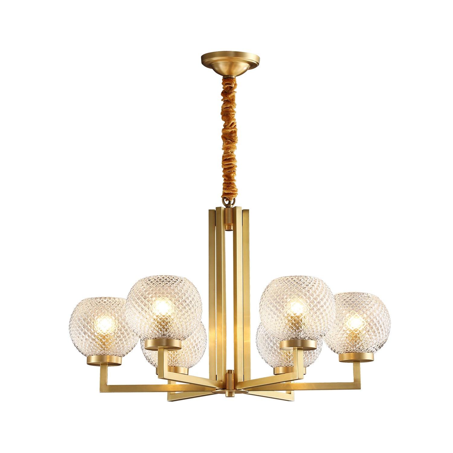 Vera Gerippter Glas-Messing-Kronleuchter-Letslighting