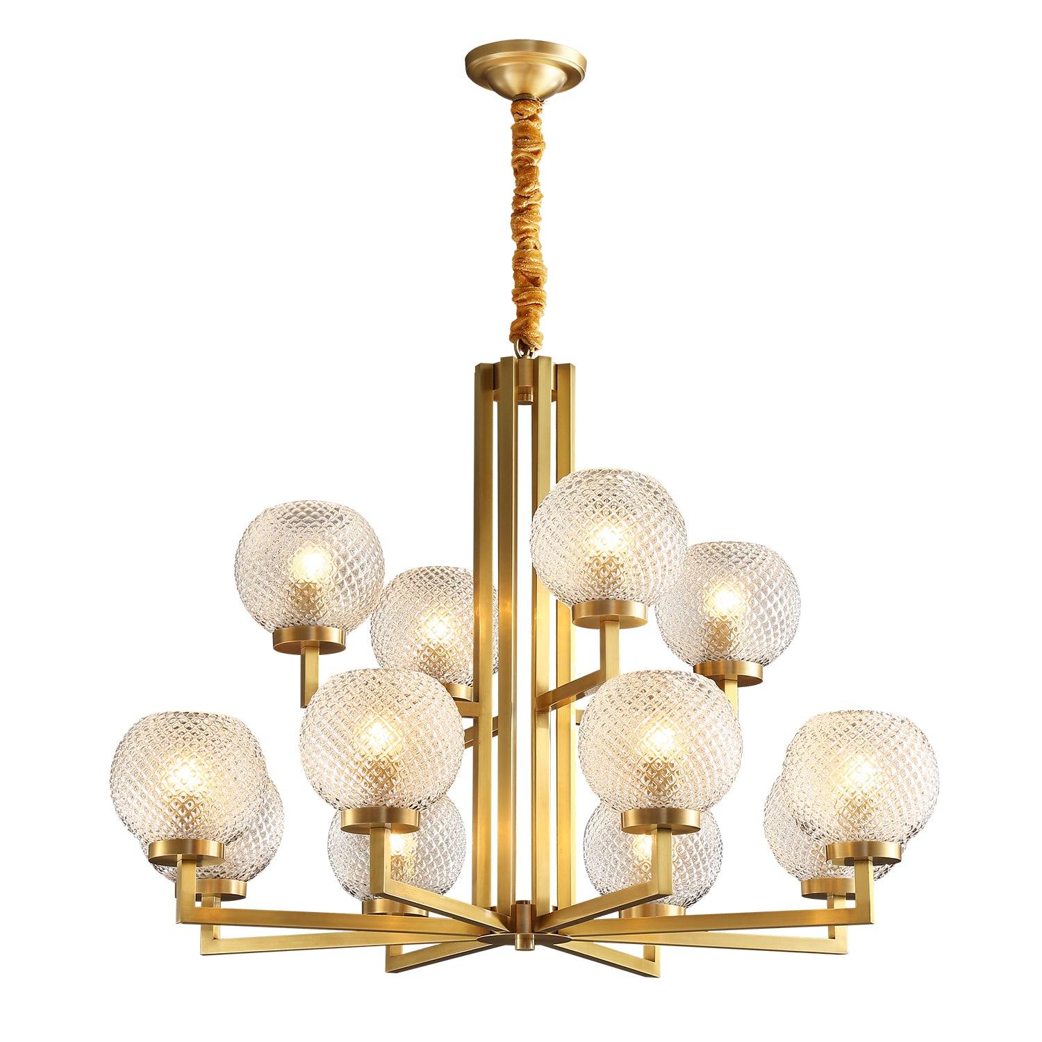 Vera Gerippter Glas-Messing-Kronleuchter-Letslighting