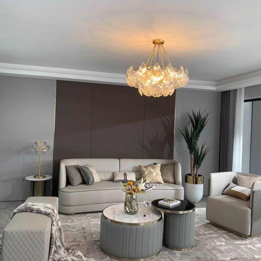 Lustra Deckenleuchte Gerilltes Muschelglas Gold-Letslighting