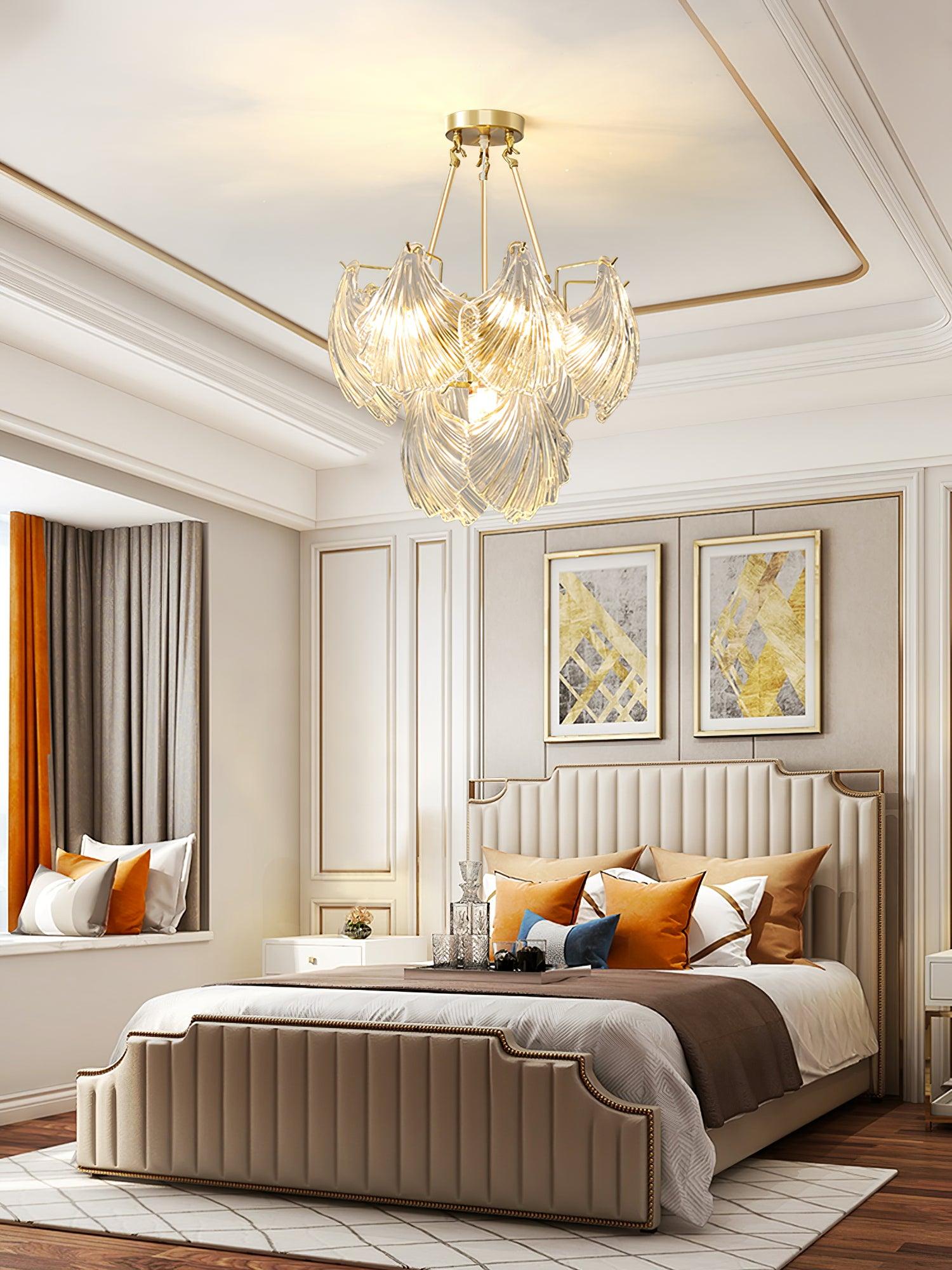 Lustra Deckenleuchte Gerilltes Muschelglas Gold-Letslighting