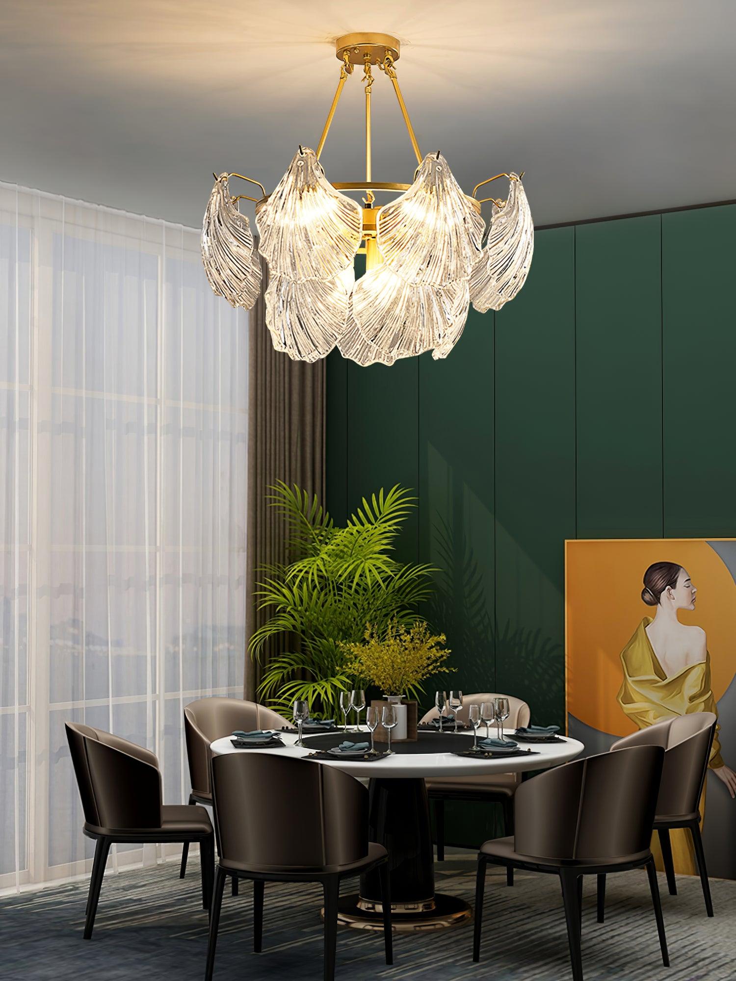 Lustra Deckenleuchte Gerilltes Muschelglas Gold-Letslighting