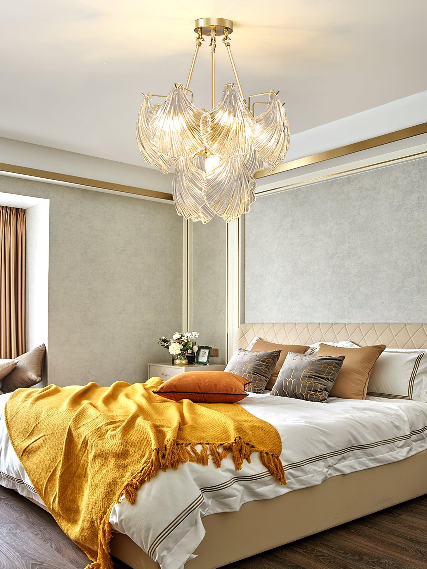 Lustra Deckenleuchte Gerilltes Muschelglas Gold-Letslighting