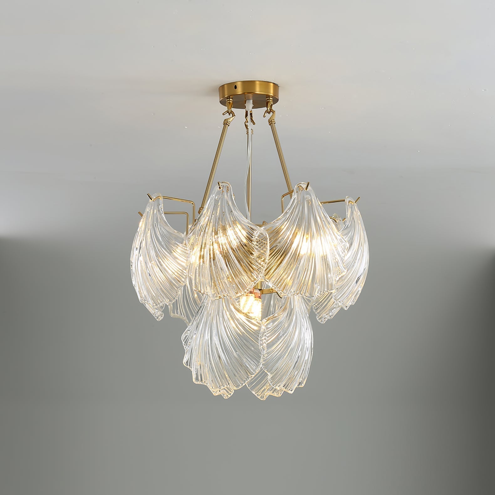 Lustra Deckenleuchte Gerilltes Muschelglas Gold-Letslighting