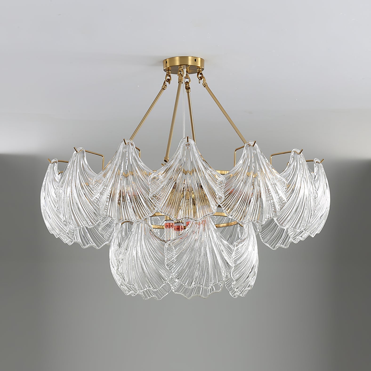 Lustra Deckenleuchte Gerilltes Muschelglas Gold-Letslighting