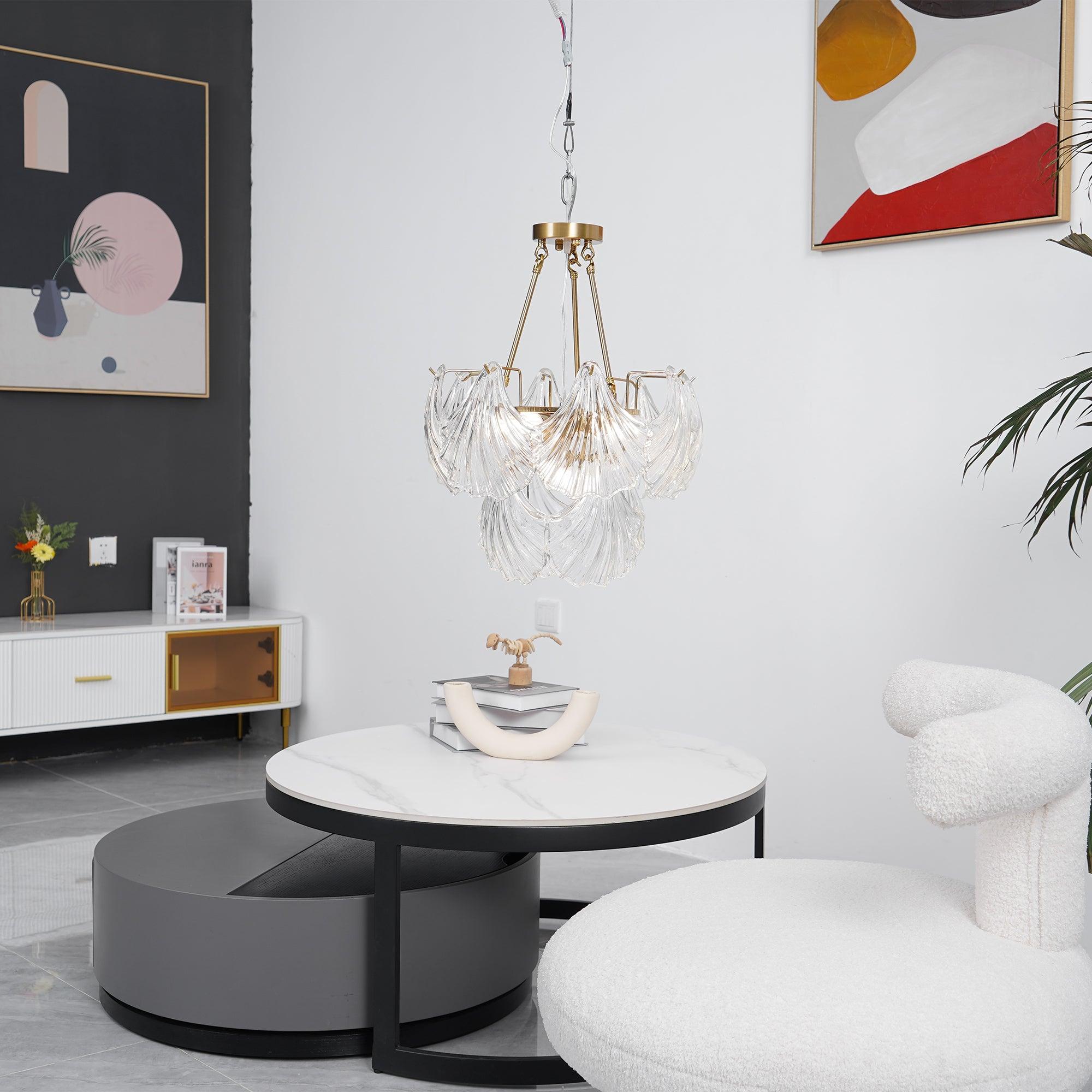 Lustra Deckenleuchte Gerilltes Muschelglas Gold-Letslighting