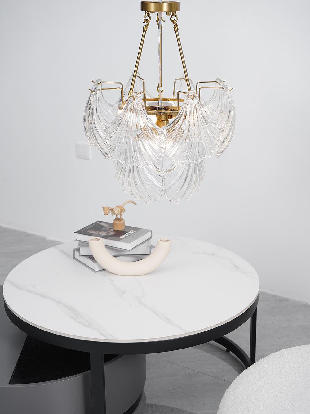 Lustra Deckenleuchte Gerilltes Muschelglas Gold-Letslighting