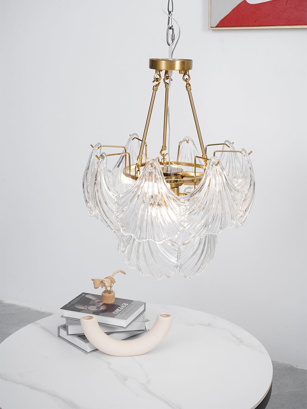 Lustra Deckenleuchte Gerilltes Muschelglas Gold-Letslighting