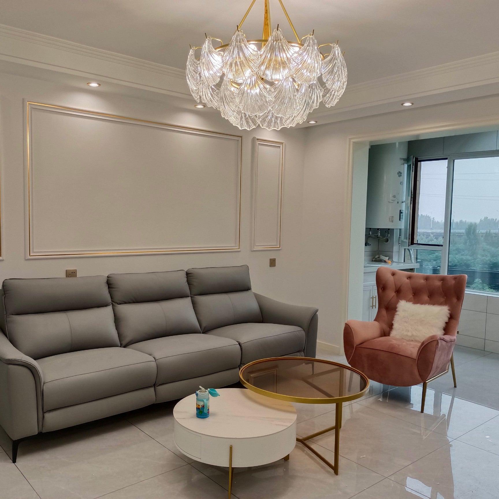 Lustra Deckenleuchte Gerilltes Muschelglas Gold-Letslighting