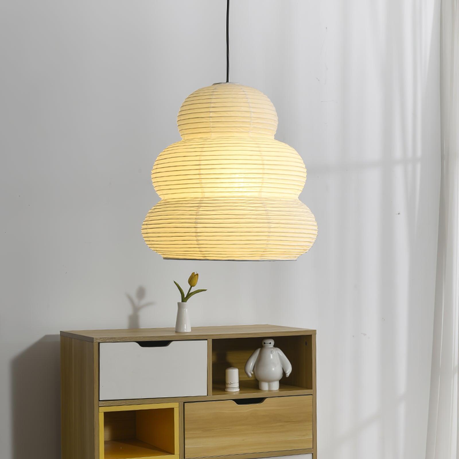 Solara Pendant Lamp Washi Paper Tiered Lantern Japanese Living Room - Letslighting