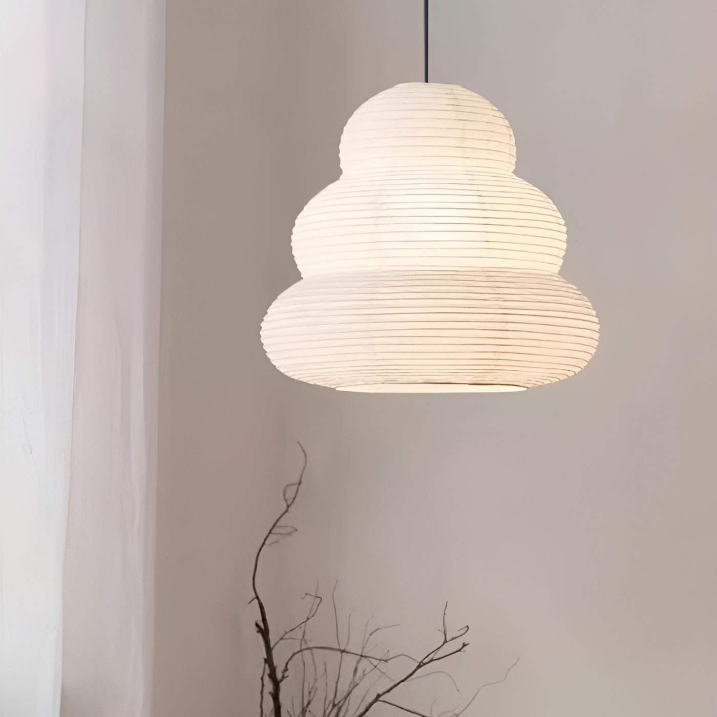 Solara Pendant Lamp Washi Paper Tiered Lantern Japanese Living Room - Letslighting