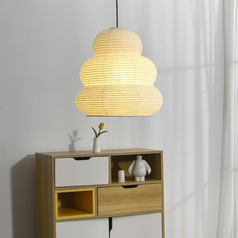 Solara Pendant Lamp Washi Paper Tiered Lantern Japanese Living Room - Letslighting