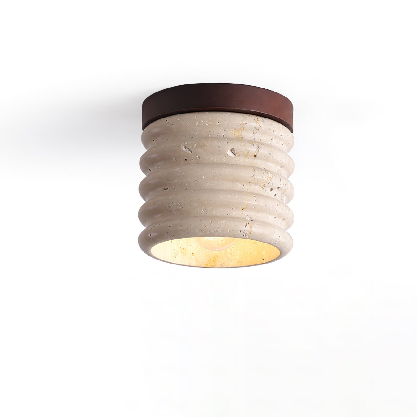 Vomaran Fluted Cylinder Travertine Ceiling Light - Letslighting