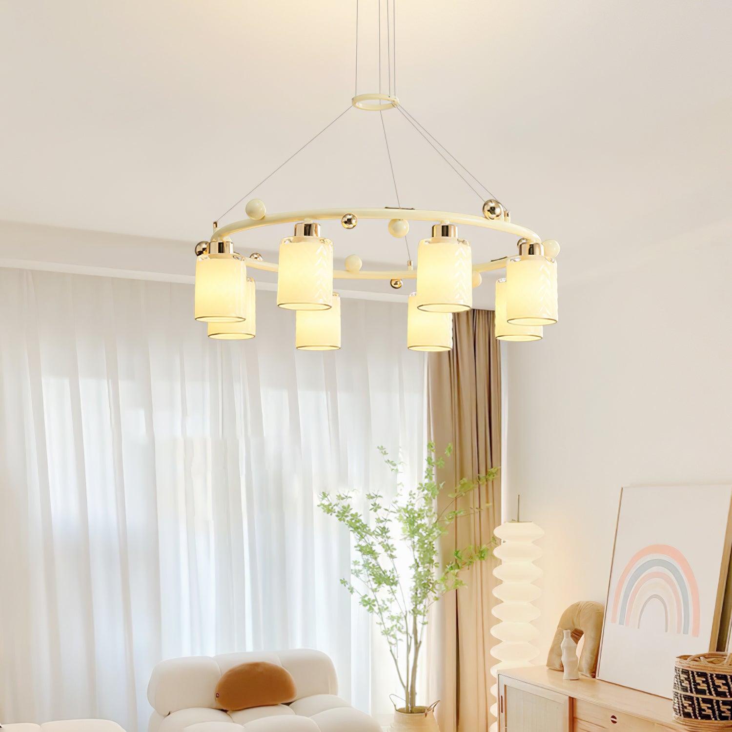 Alsile Japandi Style Glass Chandelier - Blowlighting