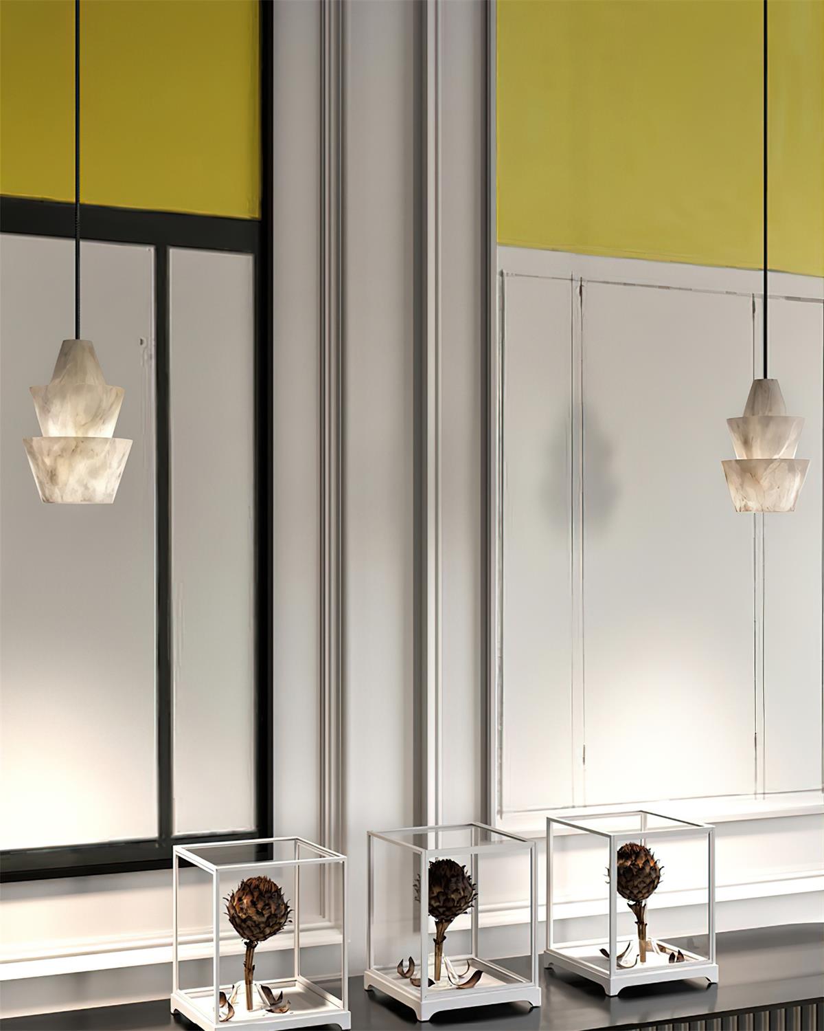 Ezion Layered White Alabaster Pendant Light - Letslighting