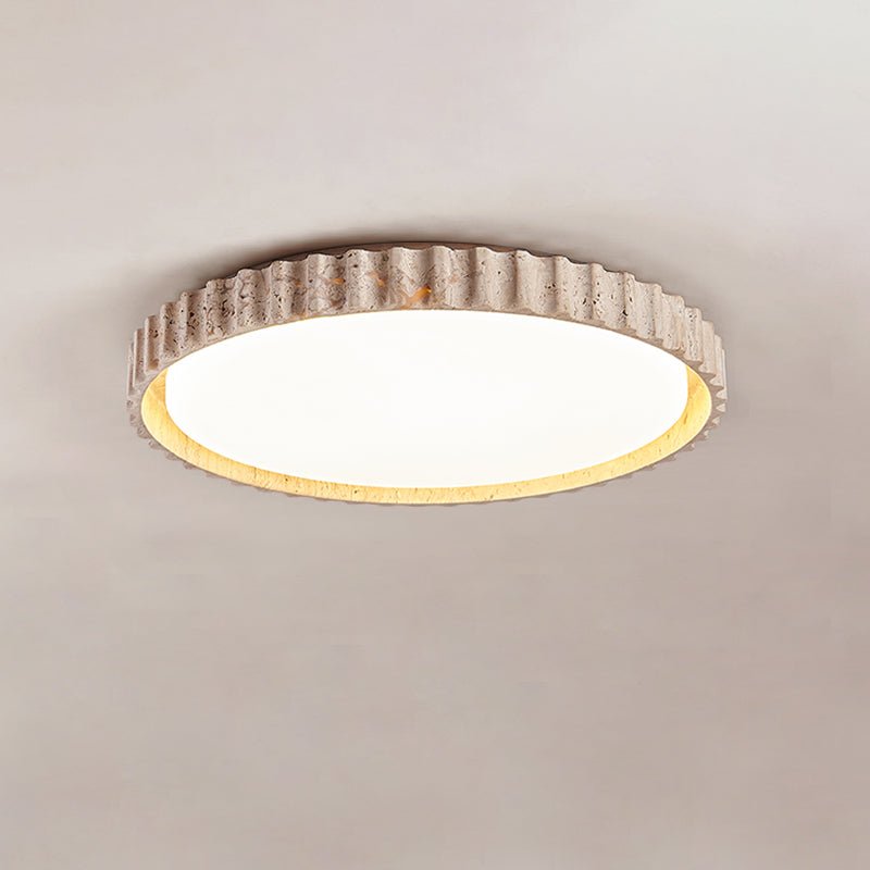 Ornorus Fluted Ring Travertine Ceiling Light - Neutralighting