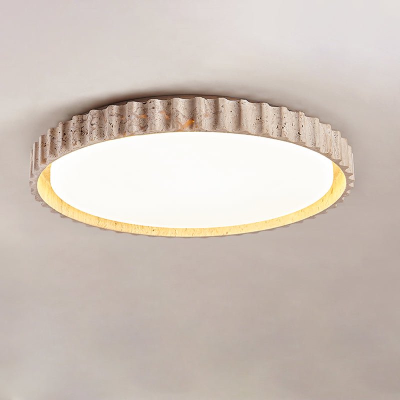 Ornorus Fluted Ring Travertine Ceiling Light - Neutralighting