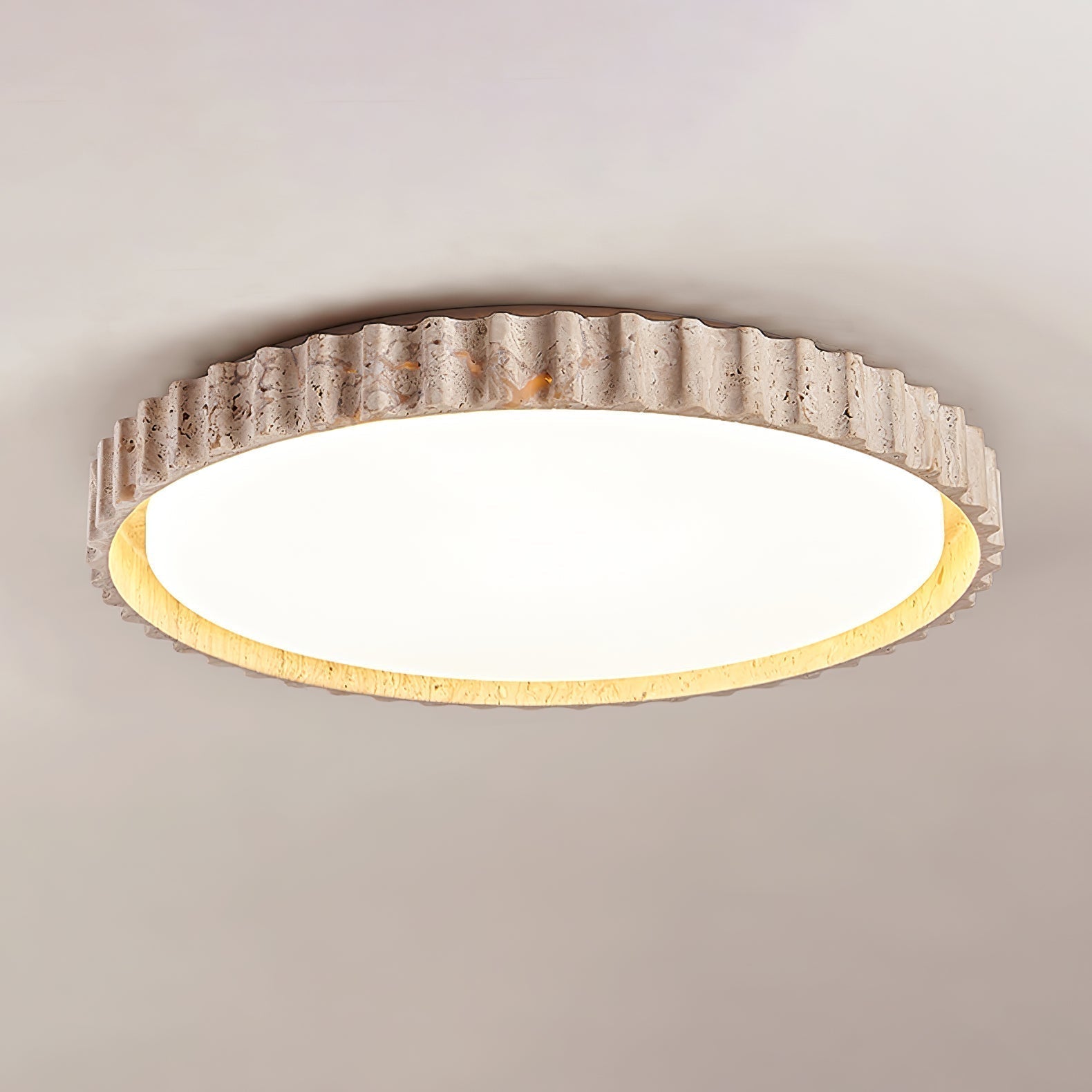 Ornorus Fluted Ring Travertine Ceiling Light - Neutralighting