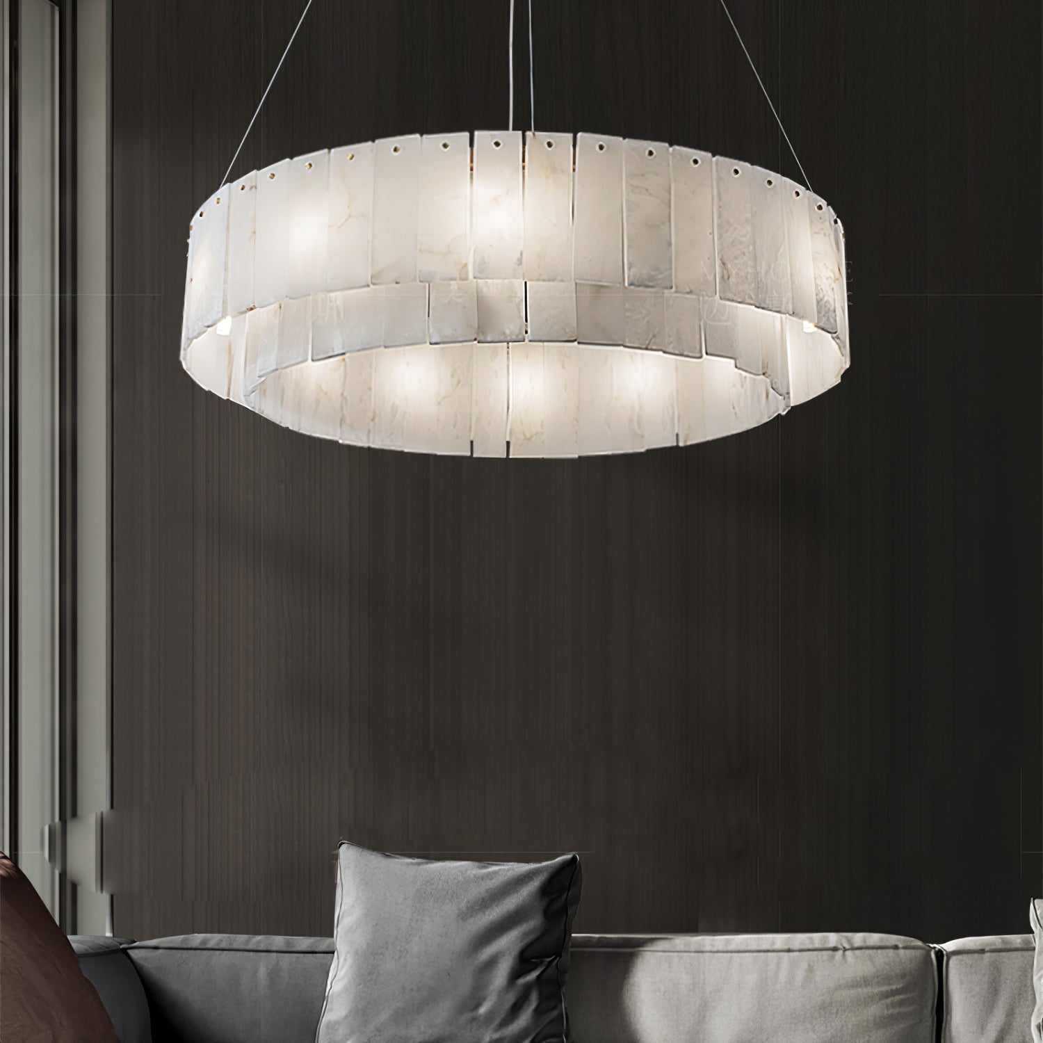 Zelaean Alabaster Round Pendant Light - Neutralighting