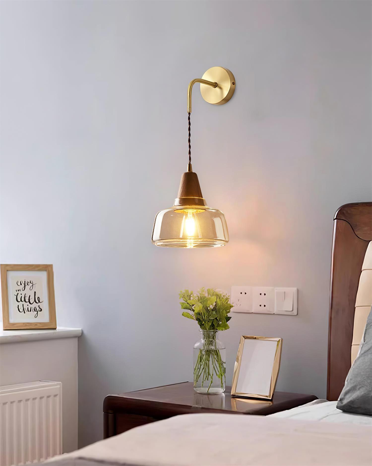 York Moderne Wandleuchte aus Bernsteinfarbenem Glas-Letslighting