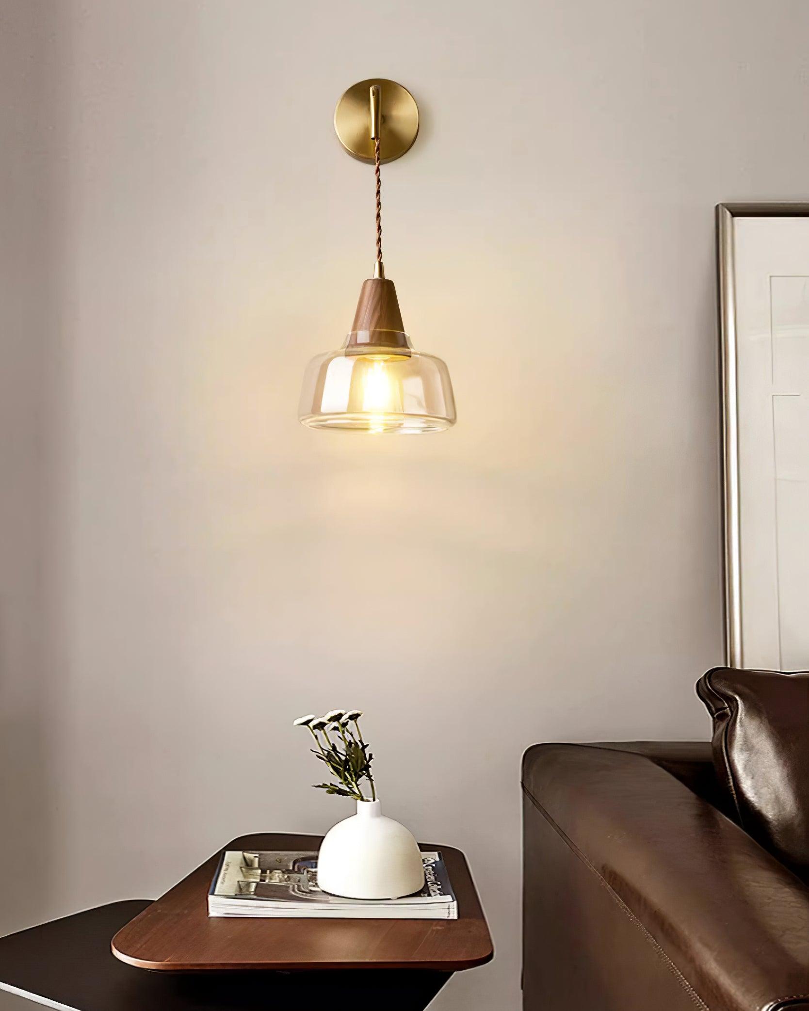 York Moderne Wandleuchte aus Bernsteinfarbenem Glas-Letslighting