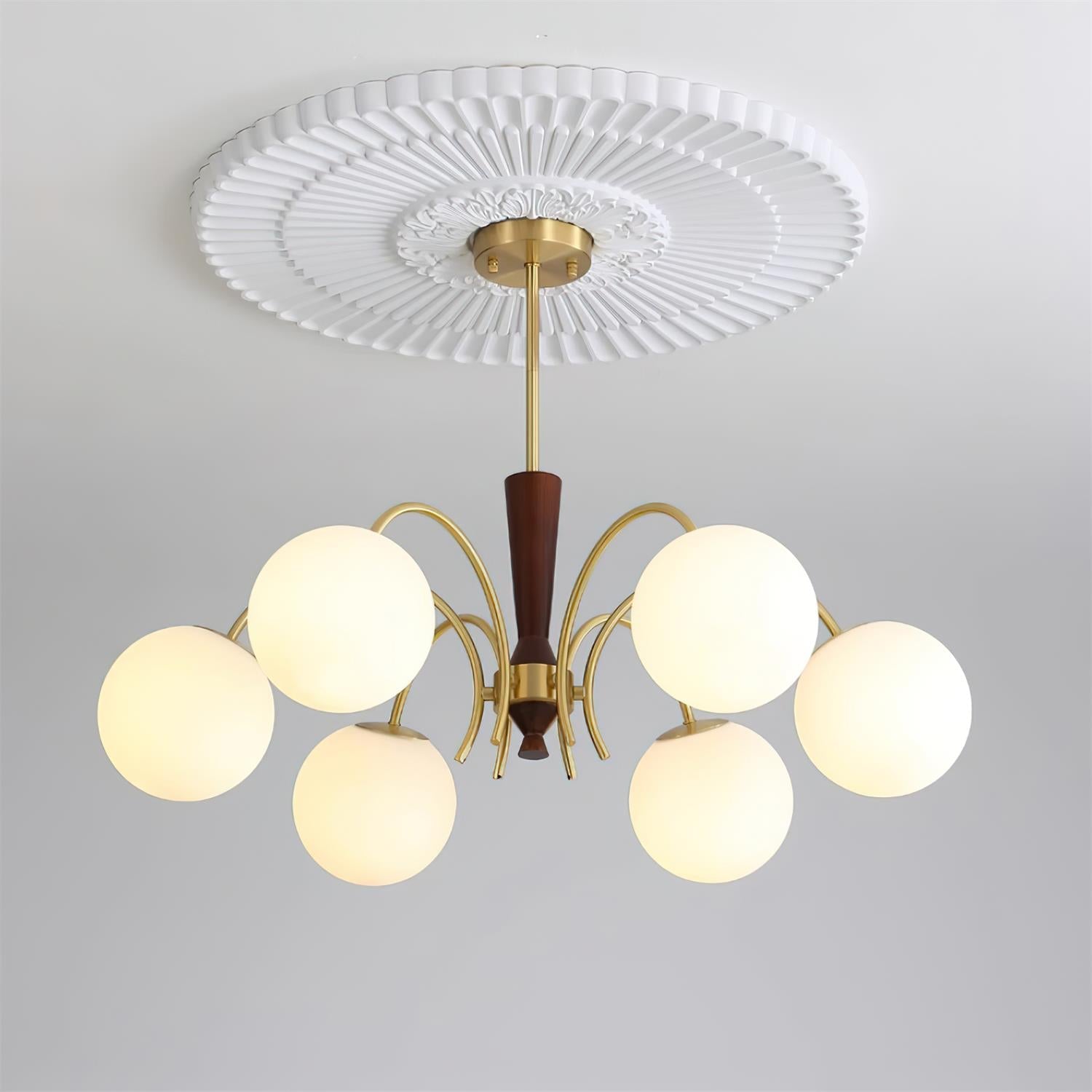 Veslo Messing Holz Globus Kronleuchter-Letslighting