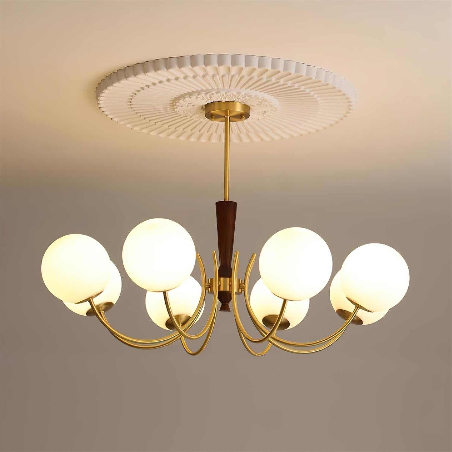 Veslo Messing Holz Globus Kronleuchter-Letslighting