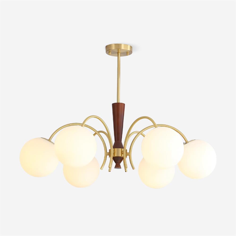 Veslo Messing Holz Globus Kronleuchter-Letslighting