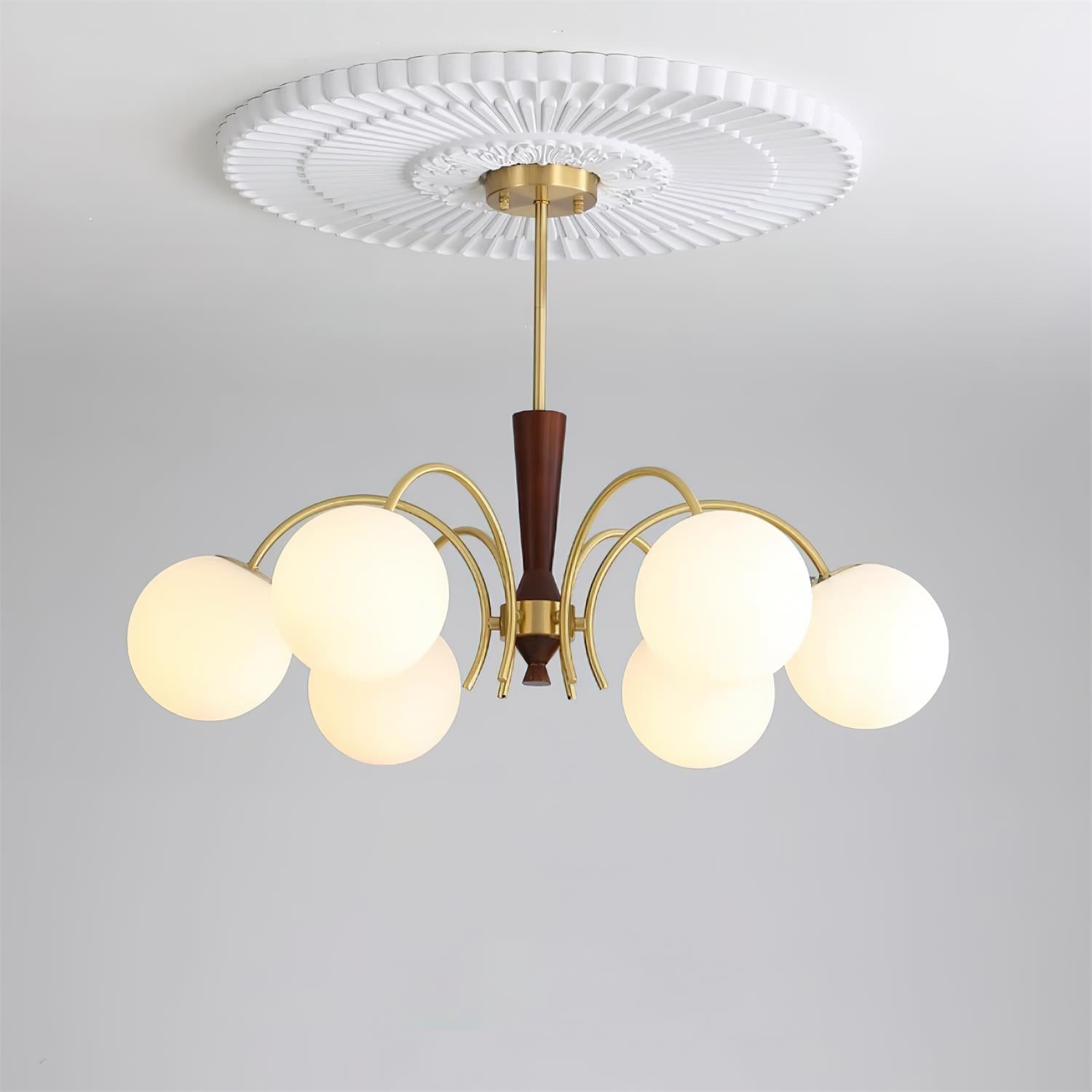 Veslo Messing Holz Globus Kronleuchter-Letslighting