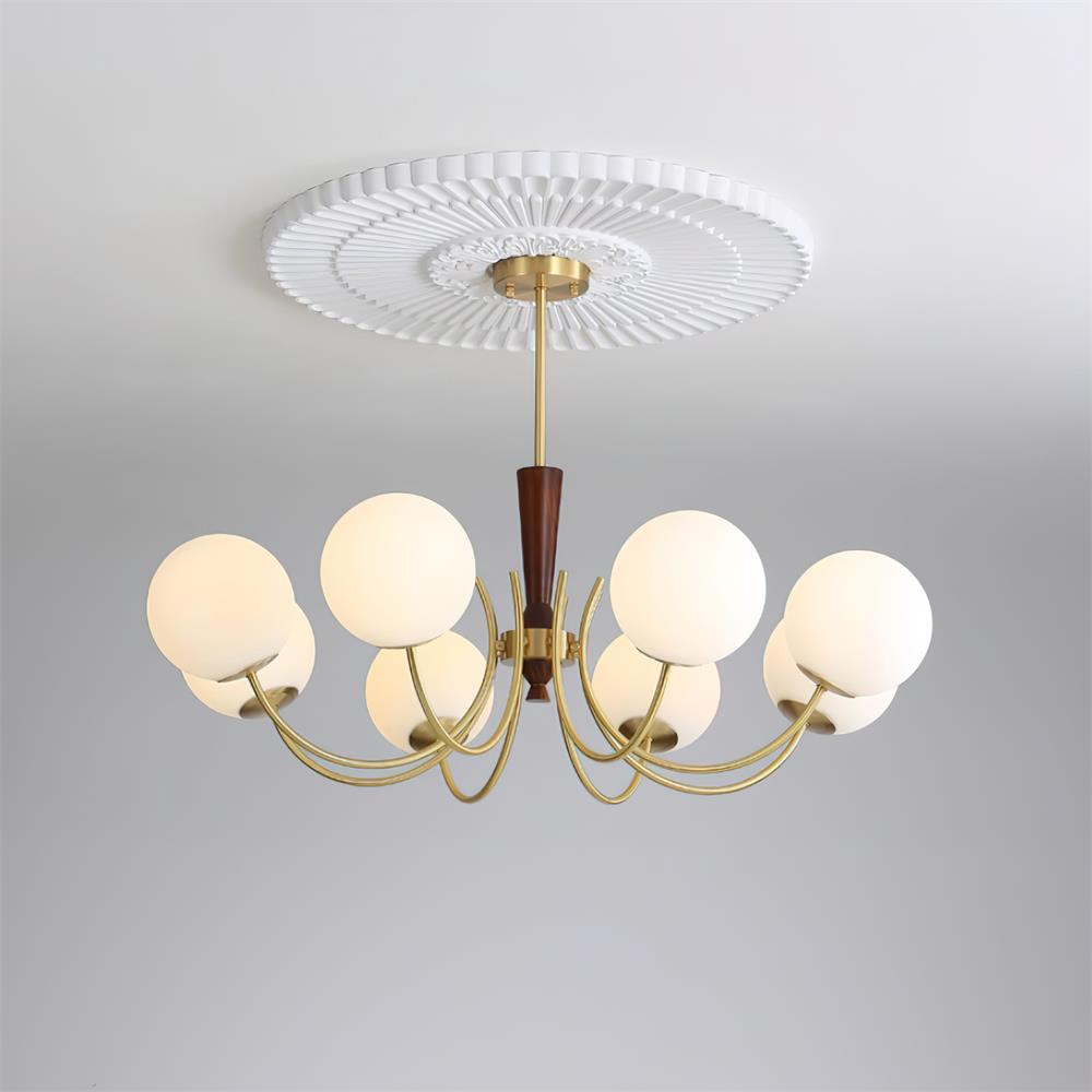 Veslo Messing Holz Globus Kronleuchter-Letslighting