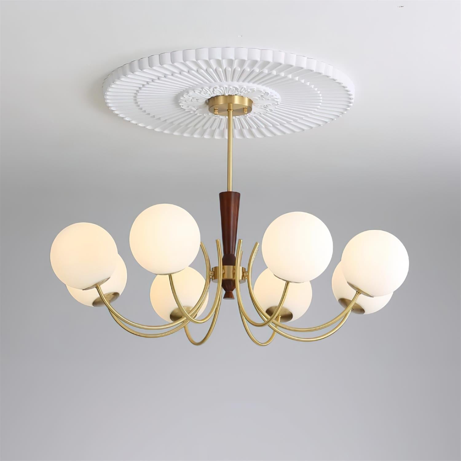 Veslo Messing Holz Globus Kronleuchter-Letslighting