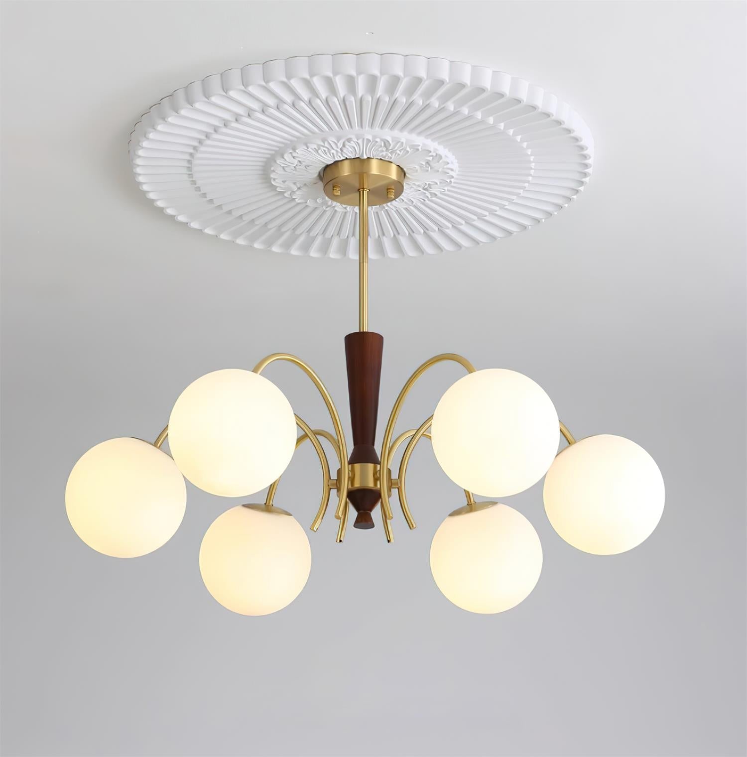 Veslo Messing Holz Globus Kronleuchter-Letslighting