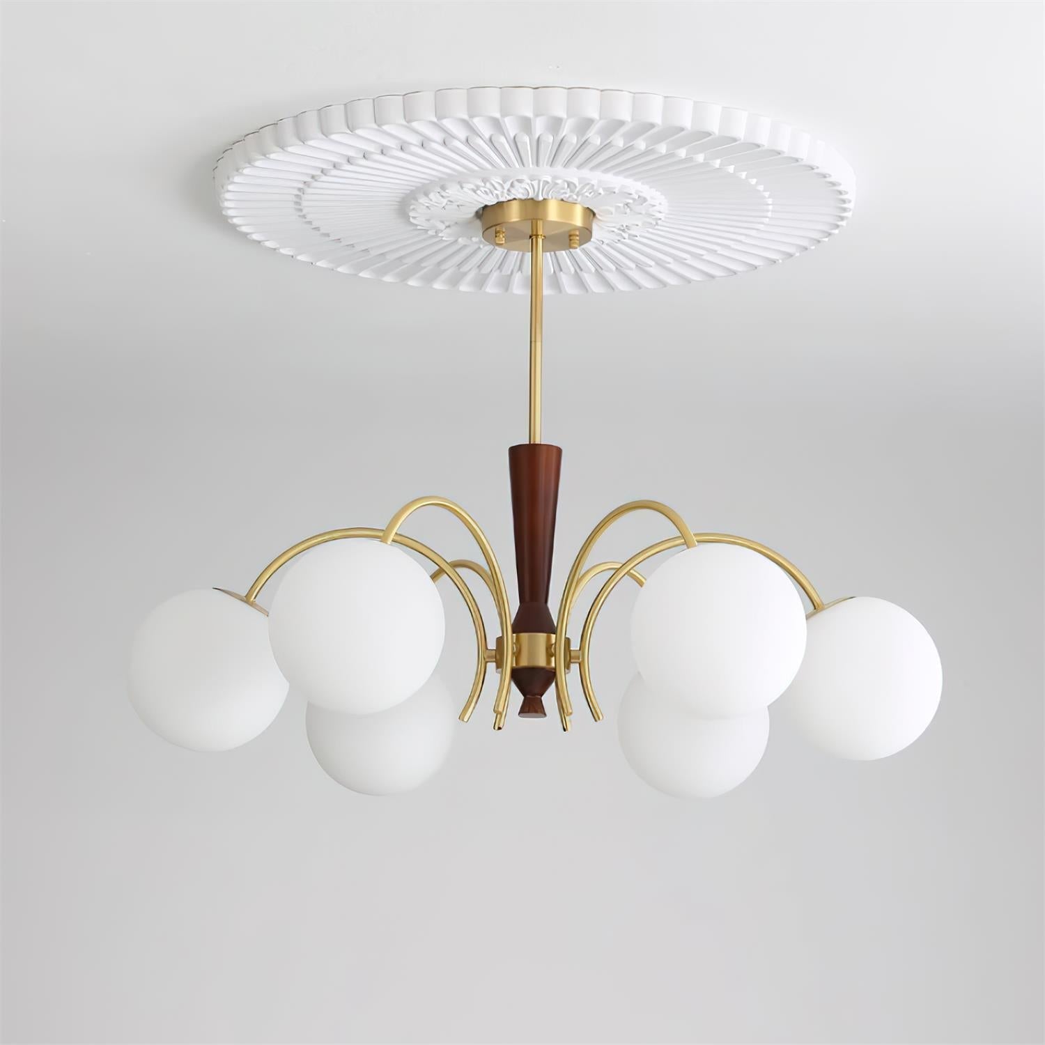 Veslo Messing Holz Globus Kronleuchter-Letslighting